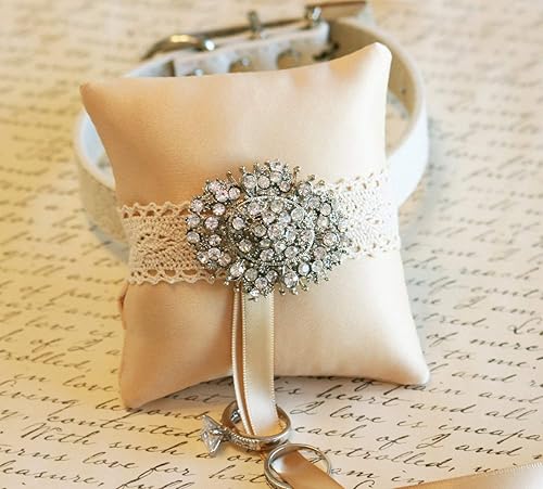Amazon Com Cream Dog Ring Pillow Collar Burlap Victorian