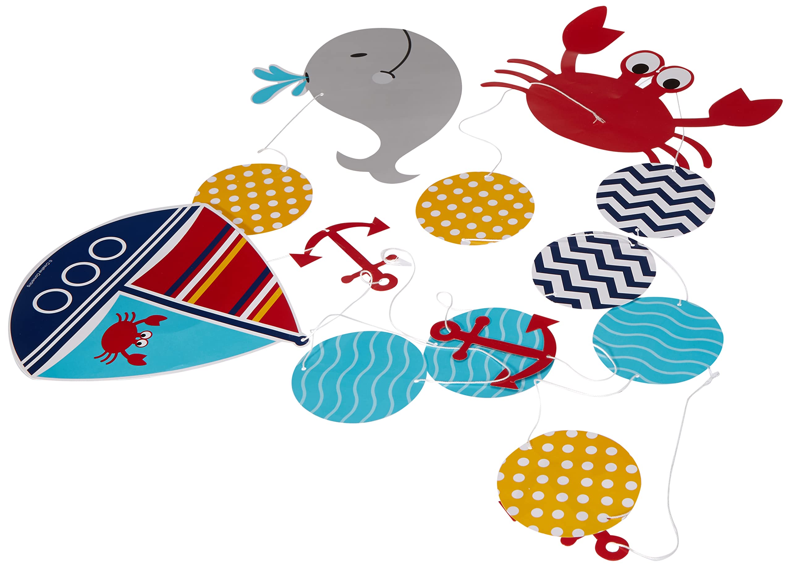 Creative Convertting 8C997226 Set of 3 Ahoy Matey Sea Pendants 91 cm Multi-Coloured