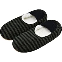 Mens Soft Sole Slipper Socks with Non Skid Bottoms, Cozy Warm Slipper Socks with Grippers for Men, Fuzzy House Slippers