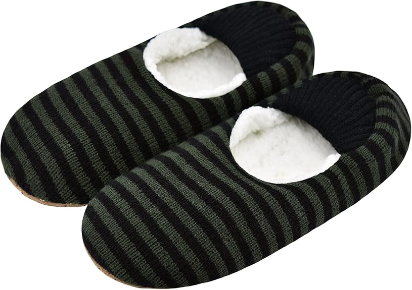Mens Slipper Socks With Non Skid Bottoms, Warm Slipper Socks With