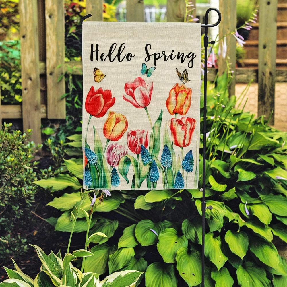 DOLOPL Spring Garden Flag 12.5x18 Inch Double Sided Decorative Hello