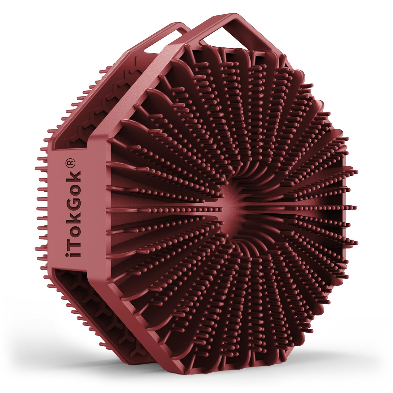 Photo 1 of iTokGoK® Premium Silver-Infused Double-Sided Design 2-in-1 Silicone Body Brush Scrubber,Body Buffer Scrubber for Sensitive Skin, Ergonomic No-Slip Handle, Long-Lasting & Easy to Clean - Burgundy