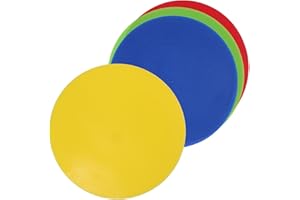 OFFIGAM 4pcs Soccer Tennis Boundary Marker Discs PVC Flat Training Pads in Red Yellow Blue Green High