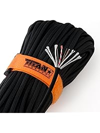 Titan SurvivorCord | Patented Military Type III 550 Paracord/Parachute Cord (3/16" Diameter) with Integrated Fishing Line, Fire-Starter, and Snare Wire. Free Paracord eBooks Included.