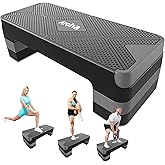 Aroha Aerobic Step Platform, Non Slip Adjustable Height Step Trainer | Non Slip Adjustable Height Exercise Step Trainer, Home Gym Cardio Workout Equipment for Men Women Beginner to Professional