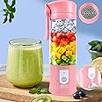Portable Blender for Smoothies & Shakes -13oz Cordless Personal Small Blender, USB-C Rechargeable & Self Cleaning - Mini Travel Juicer Cup with Stainless Steel Serrated 6 Blade
