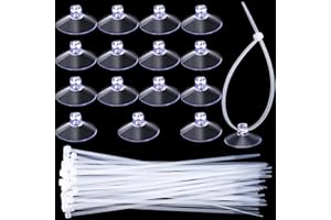 PAGOW 15 Pcs Aquarium Suction Cups with 30pcs Zip Ties, Suction Cup for Fish Tank Plants Binding Moss Shrimp Nest Landscape Fixation, Utility Sucker Pad Without Hooks for Kitchen Hanging Organization