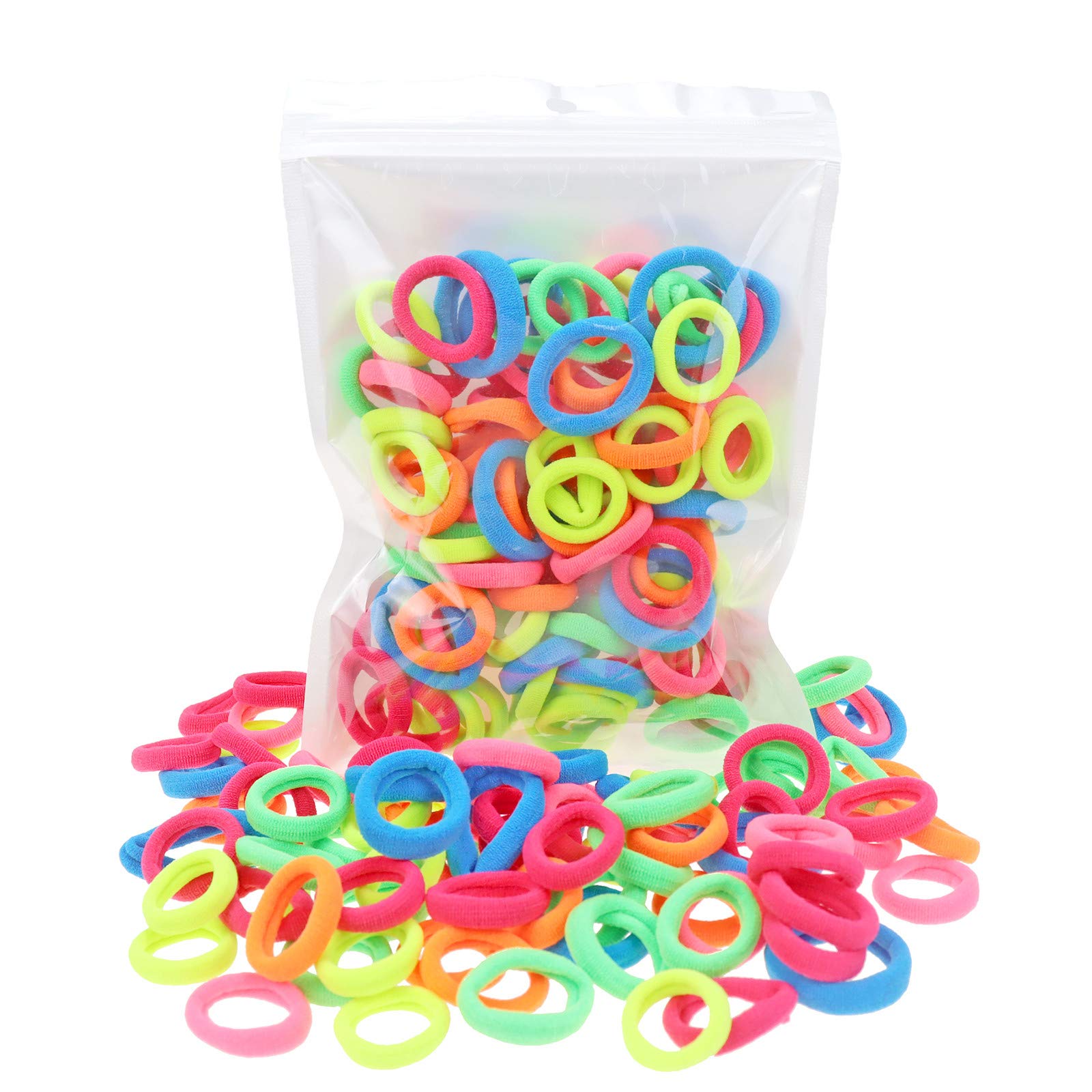 Photo 1 of 100 Pack Neon color Nylon Small Hair Ties Baby Girls' Ponytail Holder