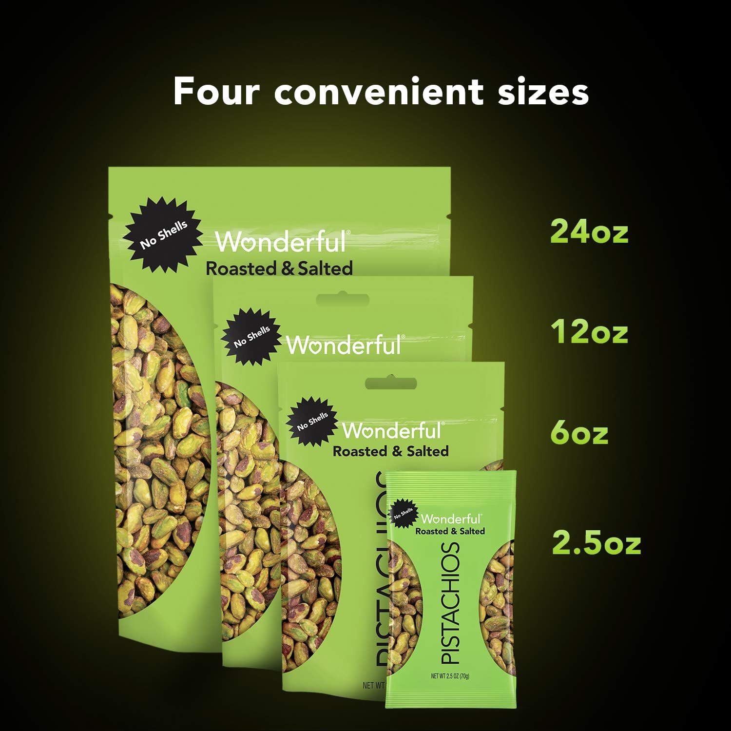 Wonderful Pistachios, No Shells, Roasted & Salted, 24 Ounce Resealable Bag : Snack Pistachio Nuts : Grocery & Gourmet Food