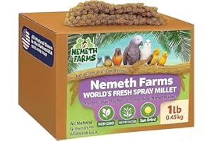 Nemeth Farms Premium Non-GMO Spray Millet Treat | Hand-Harvested Bird Snack | 100% Edible Tops | Sun-Dried Supplement for Parakeets, Cockatiels, Finches, Lovebirds, Canaries