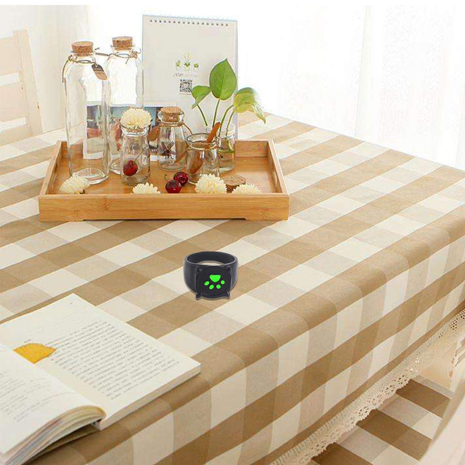 Cat Noir Ring Costume Neclace Halloween Adult-Deluxe Zinc Alloy Black Green Cat Ring Halloween 0.8 Inches Pendant Necklace