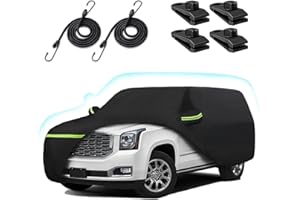 BETERNY 6 Layer Car Cover for 2007-2025 Chevy Suburban/GMC Yukon XL/Cadillac Escalade ESV, Waterproof All-Weather Protection Suburban Full Car Cover with Door Zipper & Cotton Lining (Black)
