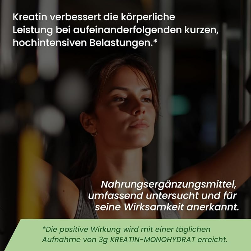 Creatin Pulver 1 kg – 100% Kreatin Monohydrat, mikronisiert – Ohne Zusätze – Gut löslich & geschmacklos – Mit Dosierlöffel – Vorrat für 333 Portionen