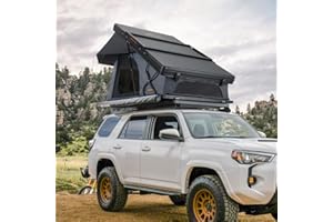 SAN HIMA SanHima Hotham X Rooftop Tent Hard Shell - Spacious Overland Aluminium Roof Top Tent w/ 2" Thick Mattress, LED Strip Light & Dual Side Window, Quick Setup for Car SUV Truck Camping, 3 People Tent