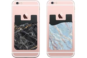 Cardly (Two Cell Phone Stick on Wallet Card Holder Phone Pocket for iPhone, Android and All Smartphones. (Black & Blue)