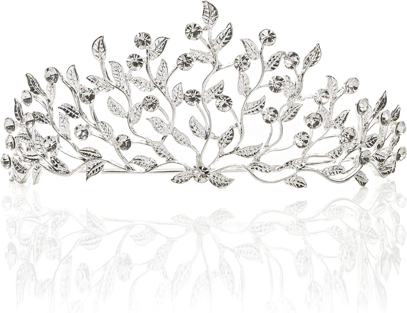 Nipoo Wedding Tiara - Rhinestone Crystal Princess Tiara for Women and Girls at Wedding, Birthday Party, Prom - Sliver