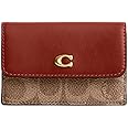 Coach Women's Essential Coated Canvas Signature Mini Trifold Wallet, B4/Tan Rust, One Size