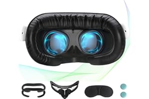 Hanpusen Face Cushion Pad for Oculus Quest 2 Accessories, VR Fitness Facial Interface Bracket Cover, with Lens Cover, Nose Pad, Shakes Stick Caps, Sweat Proof PU Leather Foam Pad Replacement