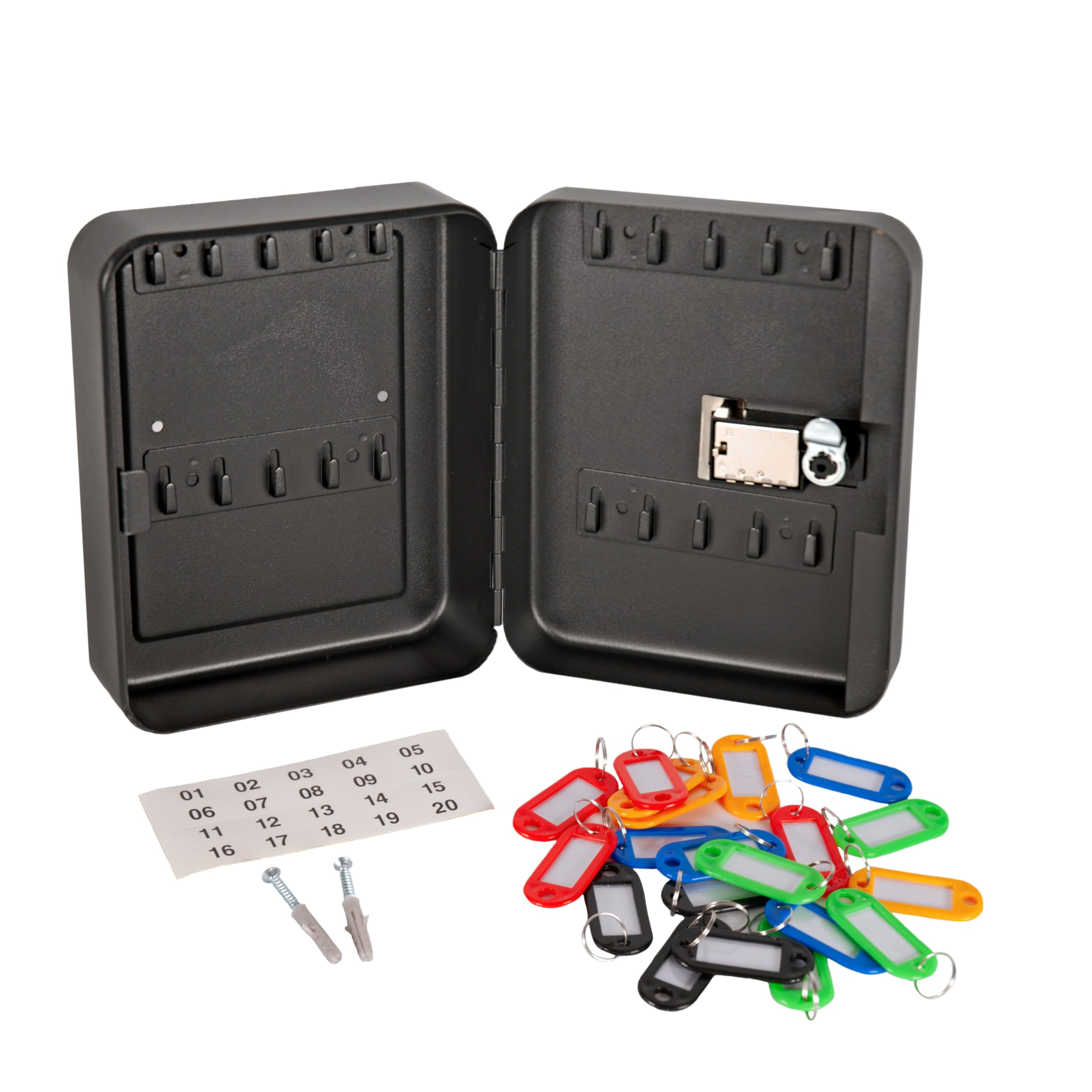 Cathedral Products 20-Key Capacity Combination Lock Key Cabinet | Secure & Durable | Wall-Mountable with Colourful Key Fobs and Labels