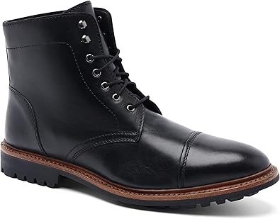 mens brown leather cap toe boots