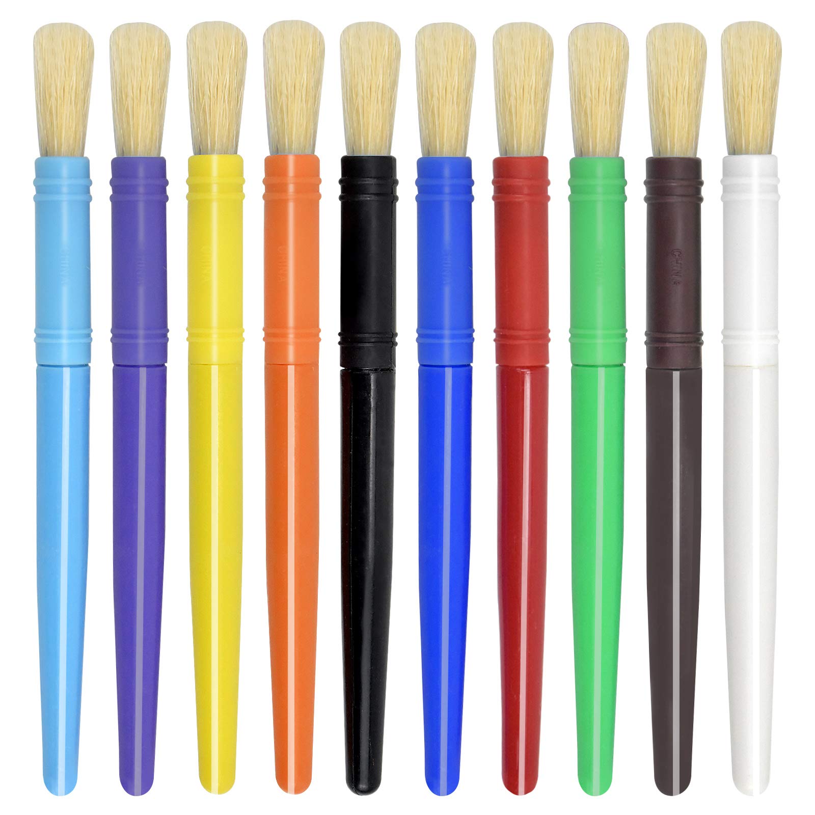10PCS Kids Painting Brushes, Hog Bristle Brushes Large Round Head Paint Brushes Toddlers Painting Tools Colorful Childrens Paint Brushes Set Kids Painting Brushes for Children School Classroom Art