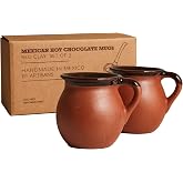 Verve CULTURE Mexican Ceramic Hot Cocoa &amp; Coffee Mugs, Set of 2 | 14oz. Mugs, Authentic Mexican Clay Barrio Cups, Handmade Unique Gifts for Women and Men, Glazed Tea and Coffee Cups