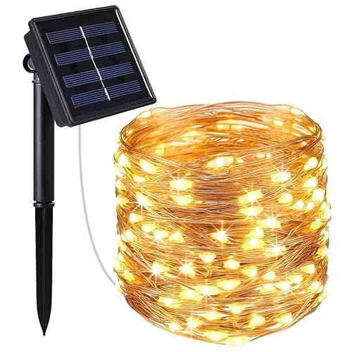 WESEN Solar Lights, 120LED/40FT Garden Lights, 8 Modes Waterproof Outdoor Indooor Solar Fairy Lights for Garden, Yard, Patio, Tree, Party, Wedding, Christmas (Warm)