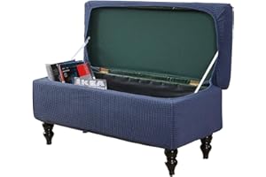 Eco-Ancheng Stretch Ottoman Cover Rectangle Storage Ottoman Slipcover Jacquard Folding Storage Ottoman Bench Slipcovers Foot Stool Slipcover with Nonslip Elastic Bottom for Living Room