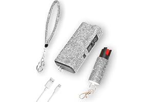 Bling MagiUSA Pepper Spray for Women & Stun Gun & Bracelet Self Defense Kit- 3in1 Keychain Tazer Painful 1.80 µC Charge, LED Flashlight 150 Lumen,0.58oz OC pepperspray Portable Compact Crystal Tazr