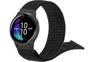 Vanjua Nylon Bands Compatible with Garmin Venu 2 Plus / Venu Sq / Venu / Vivoactive 3 Watch Band Women Men, Soft Adjustable Sport Replacement Strap for Garmin Vivomove Sport, Vivoactive 3 Music, Forerunner 645 / 245 Music Smart Watch