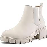 mysoft Women's Platform Chelsea Boots Lug Sole Slip On Chunky Block Heel Ankle Booties