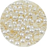 Mulutoo 200PCS 14mm Round Half Pearls for Crafts Jewelry Scrapbooking, Wedding Decorations, DIY Projects (41-Ivory White)