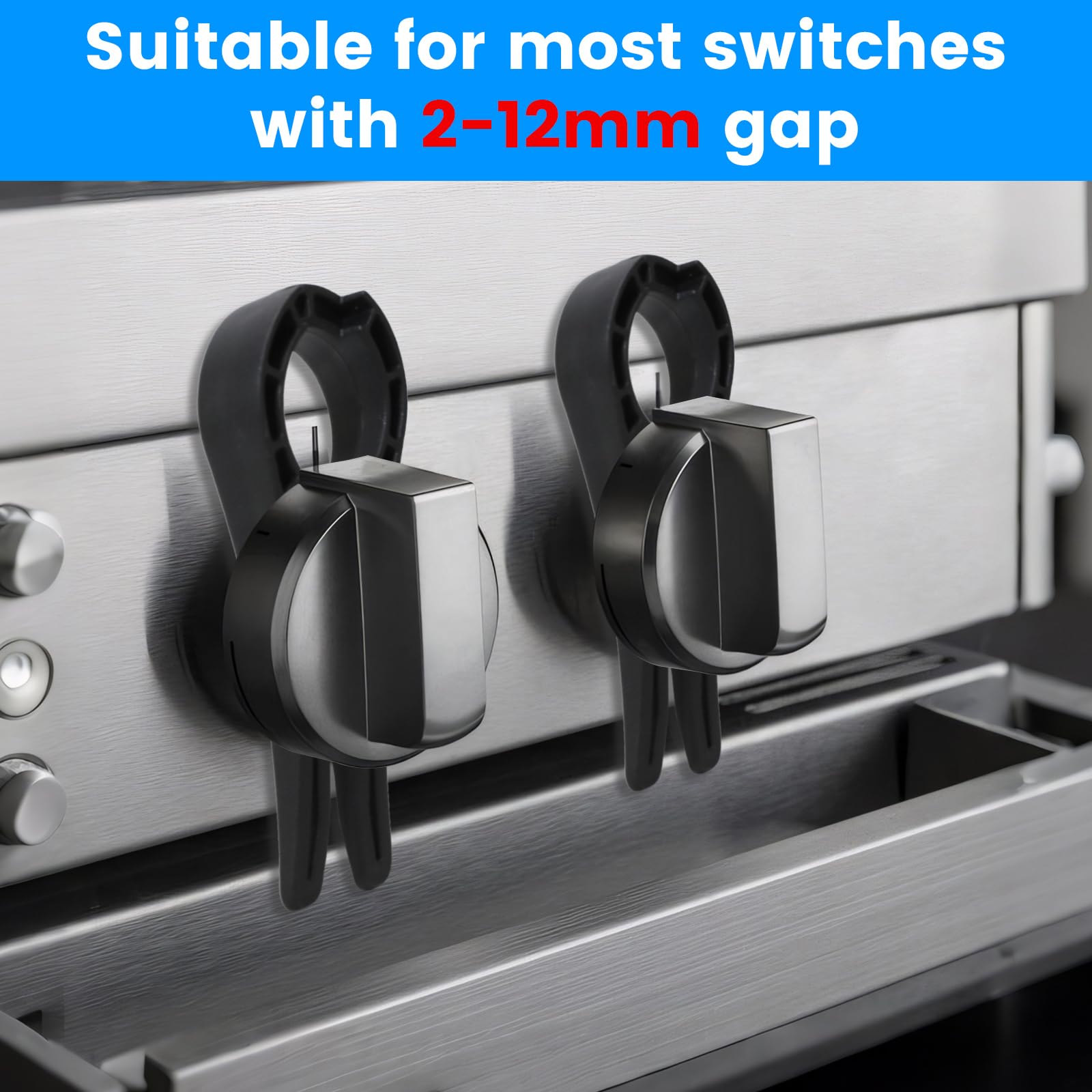6 Pack Gas Stove Knob Locks, Stove Knob Locks for Child Safety, Gas Stove Knob Lock for Baby Safety, Prevent Children or Pets from Accidentally Turning on Gas Stove. Black
