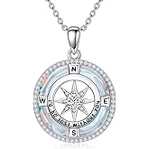 TOUPOP Compass Necklace for Women I'd be Lost without You Necklaces Moonstone Pendant Birthday Anniversary Jewelry Gifts for Wife Girlfriend