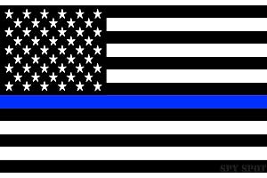 Thin Blue Line Black White and Blue Flag | Set of 4 | 4"x 2.5" | Decal Car Stickers American Flag Support Police and Law Enforcement UV Resistant Weatherproof Spy Spot