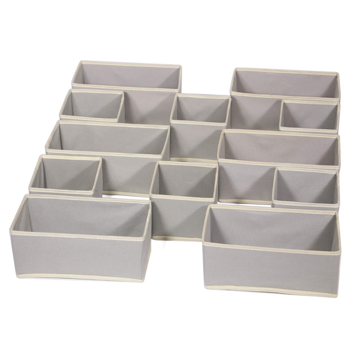 Photo 1 of DIOMMELL Foldable Cloth Storage Box Closet Dresser Drawer Organizer Fabric Baskets Bins Containers Divider for Clothes Underwear Bras Socks Lingerie Clothing, Set of 12 Grey 066
