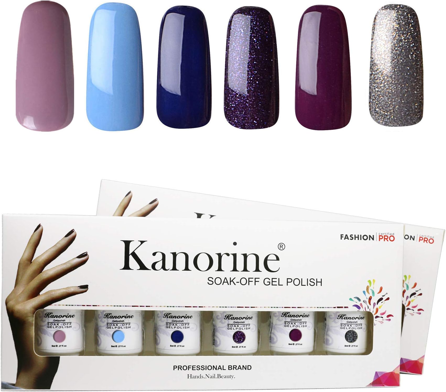 KANORINE Nail Gel polish Set 6pcs (MOST FASHIONABLE COLORS IN 2018) Soak off UV/LED Gel Nail Polish Long Lasting Gel Varnish Manicure Gift Set 8ml x6