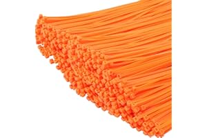 XINGO 1000 PCS Orange Zip Ties 12 Inch, 60 LBS Tensile Strength, Self-Locking Nylon Plastic Nylon PA66 Wire Ties for Indoor a