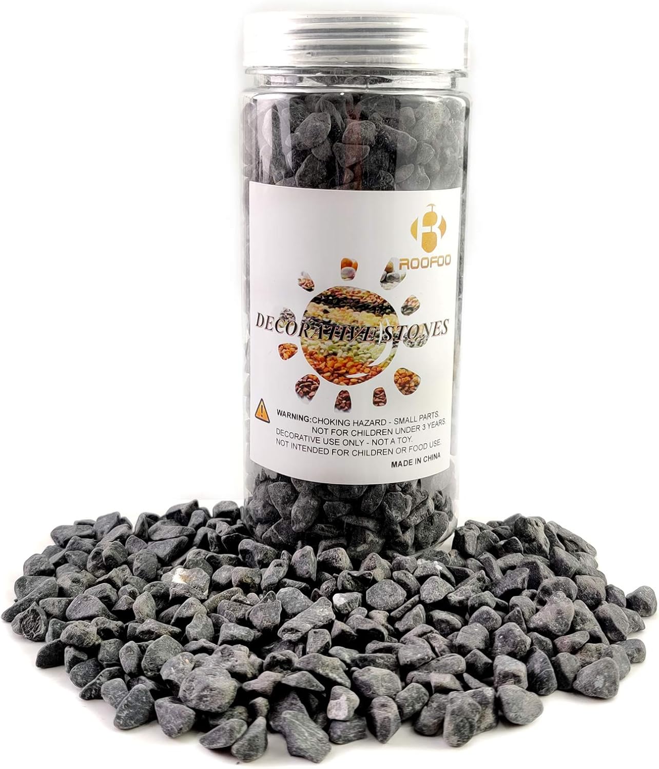 ROOFOO 1.6LB Mini Grey Natural River Pebbles Rocks Stones Garden Gravel Vase Fillers for Aquarium,Fish Tank,Terrarium, Fairy Gardening,Top Dressing,Bonsai,Zen Garden,Air Plants Succulent,Soil Cover