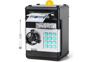 Piggy Bank, Vcertcpl ATM Coin Money Saving Box with Password, Kids Safe Money Jar with Auto Grab Bill Slot, Birthday Gifts Toys Bank for 6 7 8 9 10 11 12 Year Old Girls Boys