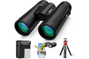 Binoteck 12x42 Binoculars for Adults High Powered - Compact BAK4 Binoculars with Tripod Phone Adapter Strap Clear Low Light for Bird Watching Hunting Cruise Ship Travel Concert