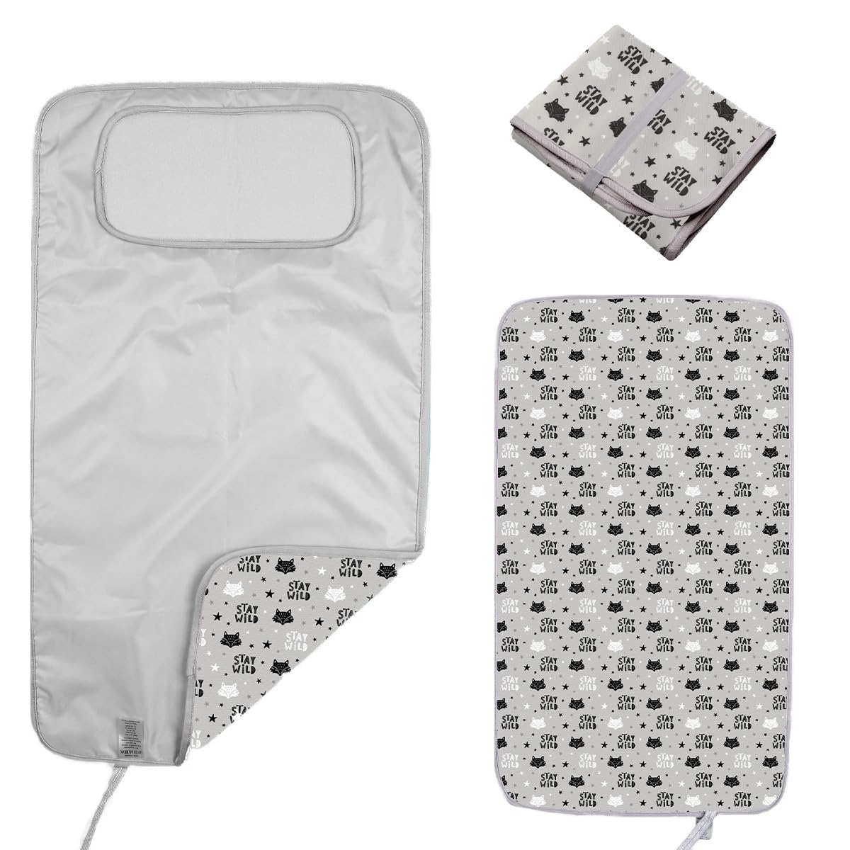 HAMUR HOME Premium Foldable Changing Mat Waterproof 40 x 70cm Non-Toxic Reusable Baby Changing Mat Travel, Toddler Diaper Changing Mats, Machine Washable (Fox)