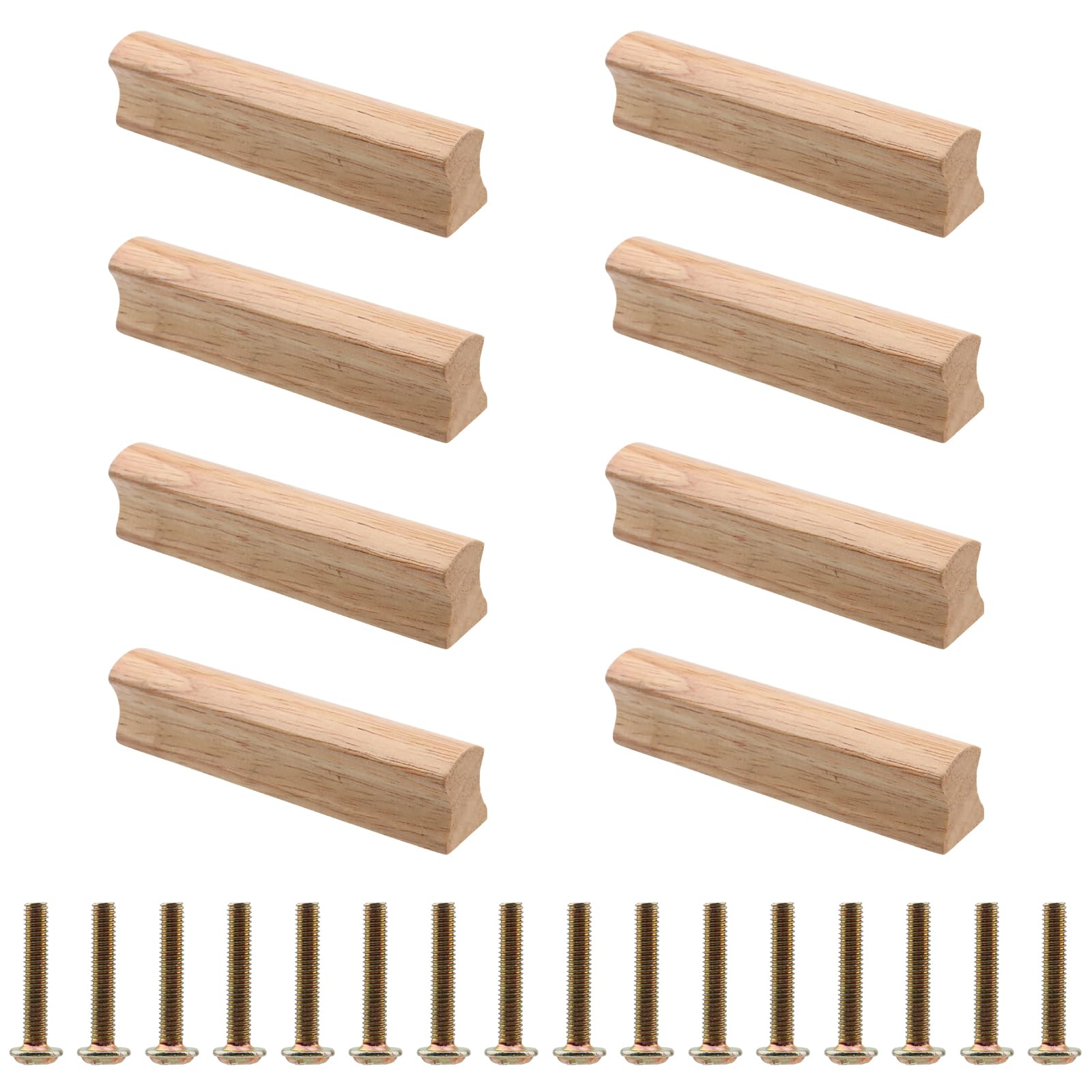 NAMYEUT Pack of 8 Wooden Furniture Handles, 130 mm, Rod Handle Wood with Screws, Wooden Handles, Furniture Handle for Door, Drawer, Cabinet, Office, Kitchen, Furniture Decoration