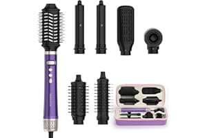 TASNEEM 7 in 1 Hot Air Brush & Rotating Hair Dryer Brush, Air Styler with Auto-Wrap Curlers, Ionic Blow Dryer, Straightener & Oval Brush, Without Heat Damage Multi-Styler with Travel Case