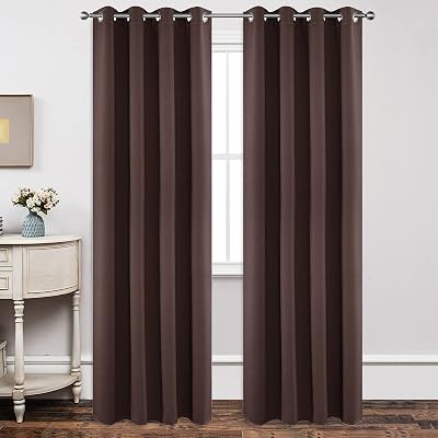 Joydeco Blackout Curtains 95 Inch 2 Panels Thermal Insulated Chocolate W52 x L95