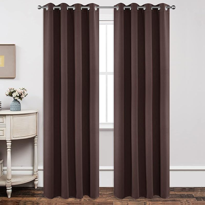 Joydeco Blackout Curtains 95 Inch 2 Panels Thermal Insulated Chocolate W52 x L95