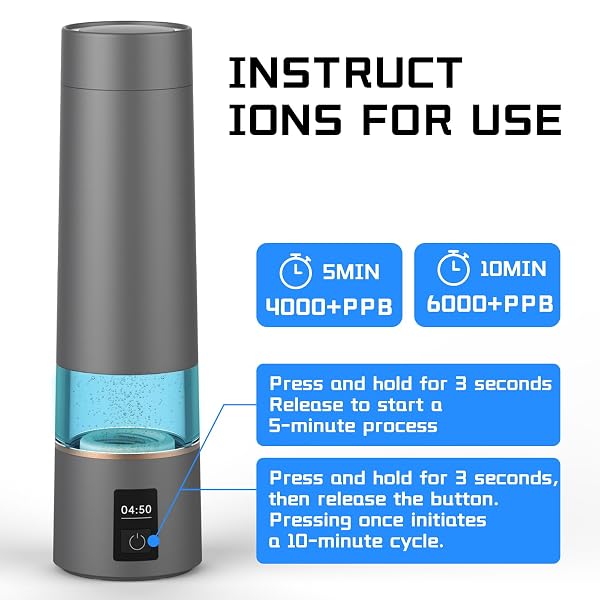HYDROGEN WATER BOTTLE, H2 CERTIFIED SPE/PEM TECHNOLOGY, UP TO 6000 PPB, 12-HOUR HYDROGEN RETENTION, 270ML PORTABLE HYDROGEN WATER BOTTLE, SUITABLE FOR HOME, OFFICE, GYM, TRAVEL, OUTDOOR SPORTS