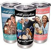 Customizedbee Personalized Tumbler with Picture Name Text Logo, 20oz Stainless Steel Custom Travel Coffee Mug Cup | Birthday Christmas Wedding Appreciation Personalized Gifts for Mom Dad Kids Teacher