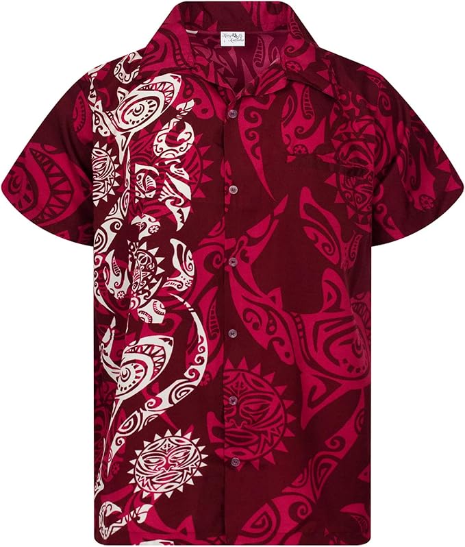 KING KAMEHA Hawaiian Shirt for Men Funky Casual Button