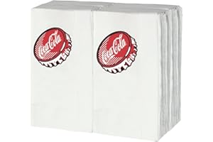 TableCraft CC402 Coca-Cola Tall Fold Bottlecap Napkins, Pack of 100, White